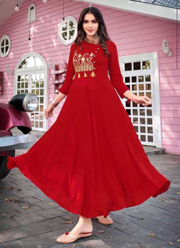 Champagne Gold Zari Woven Cotton Anarkali Kurti