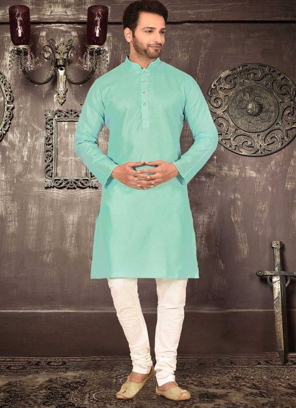 Coral Peach Resham Thread Silk Blend Mens Shirt