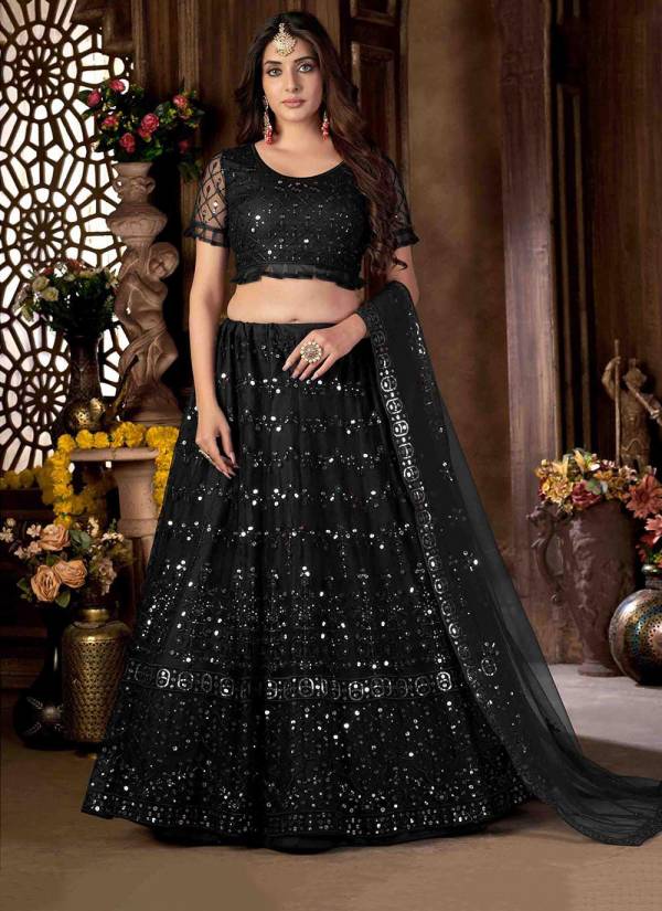 Purple Velvet Zardozi Embellished Net Designer Lehenga