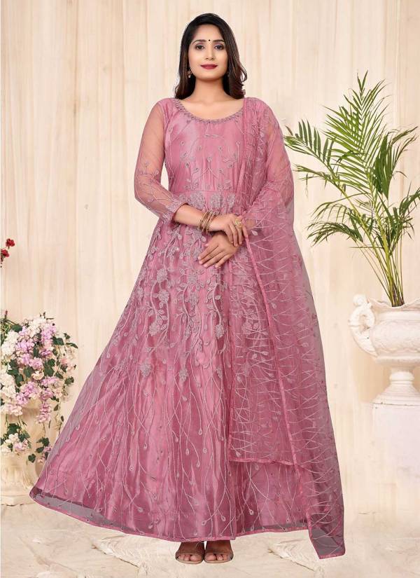 Burnt Orange Resham Thread Georgette Jaipuri Suit