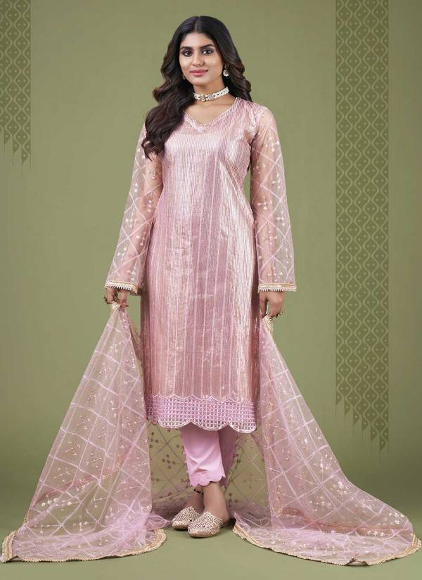 Fuchsia Zari Woven Velvet Embroidered Suit