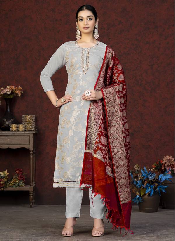 Coral Peach Stone Work Art Silk Eid Collection Suit