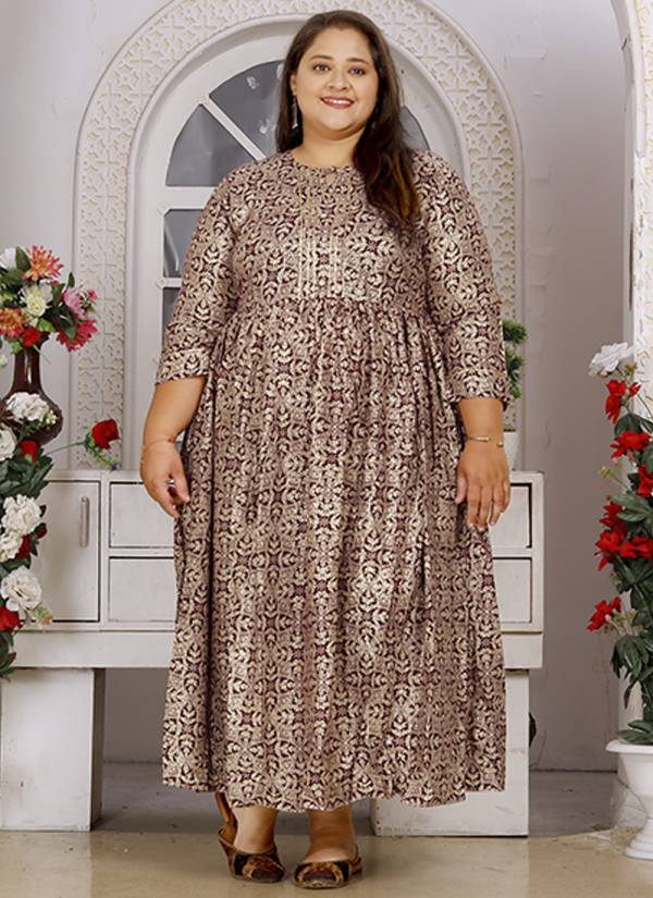 Lavender Thread Embroidered Cotton Rayon Kurti