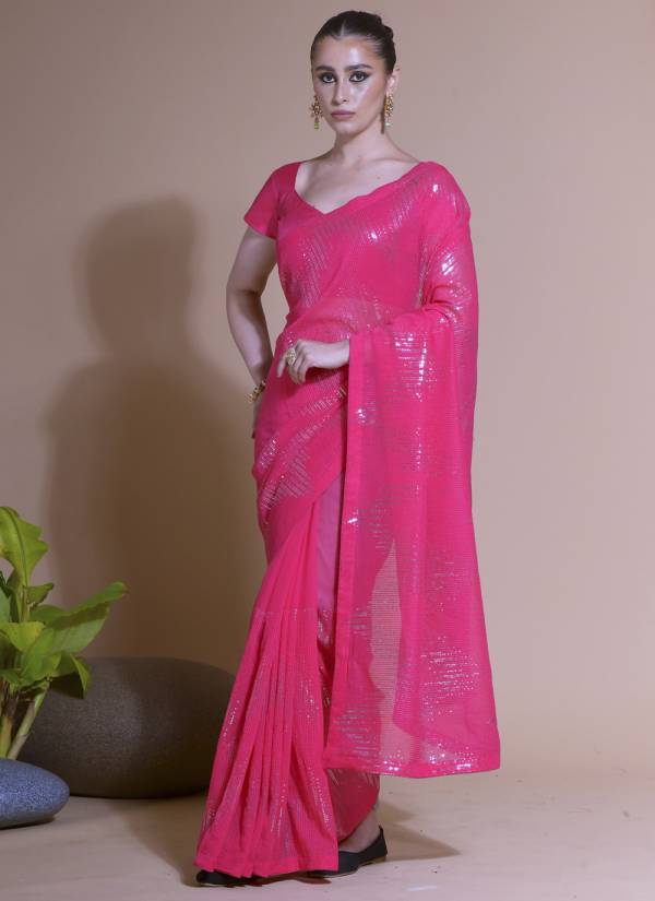 Deep Maroon Resham Thread Organza Cotton Saree