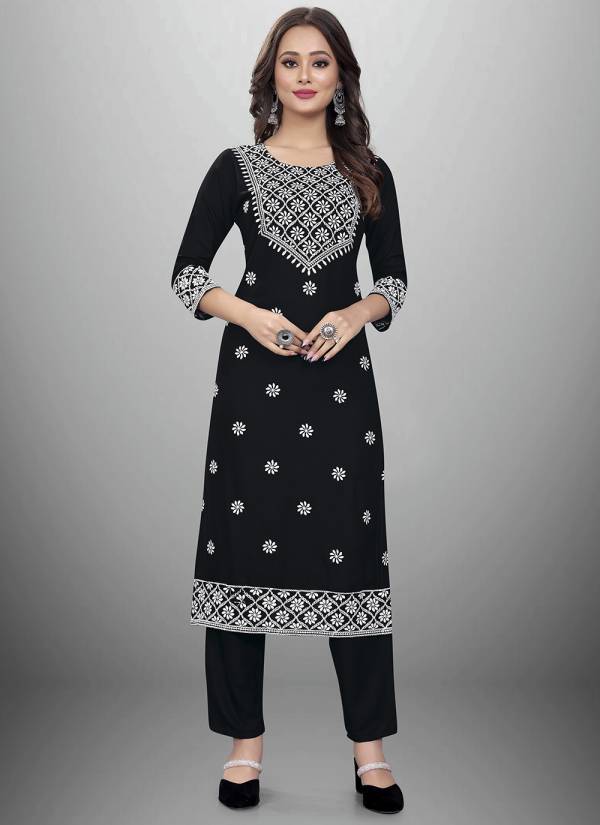Purple Velvet Resham Thread Viscose Rayon Kurti