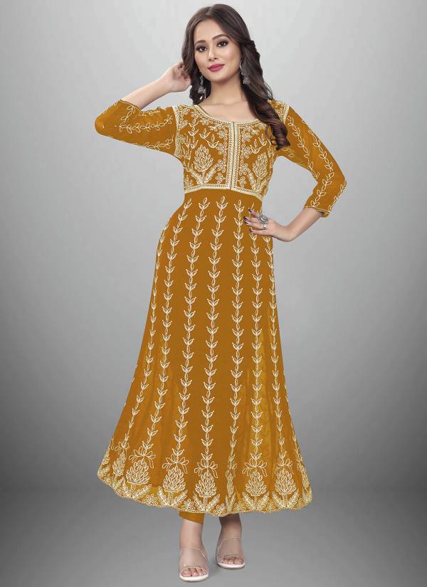 Fuchsia Hand Block Printed Georgette Embroidered Kurti