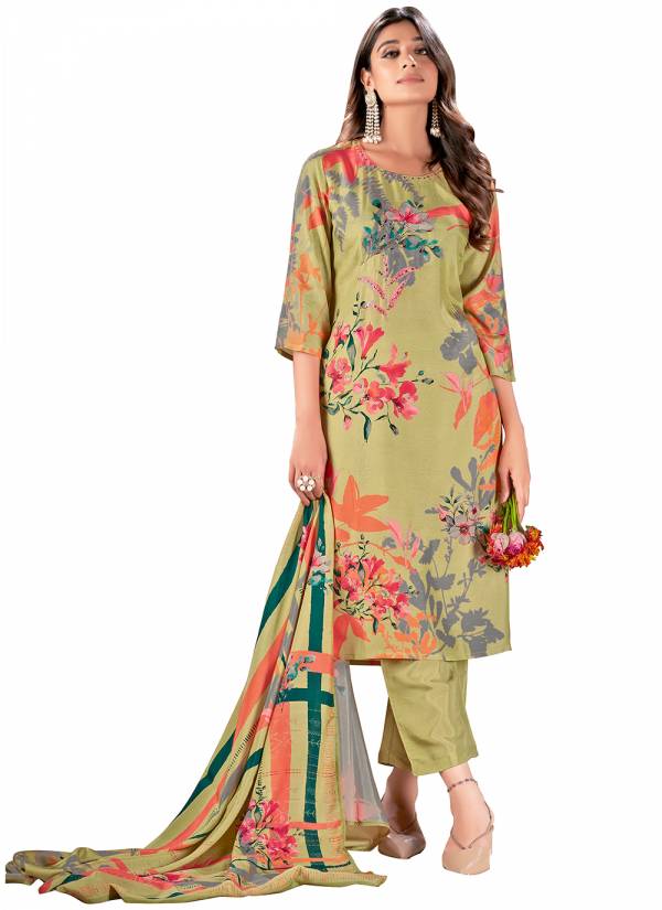 Emerald Green Resham Thread Velvet Lawn Pakistani Suit