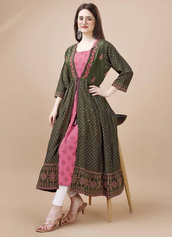 Burnt Orange Hand Block Printed Georgette Cotton Kurti