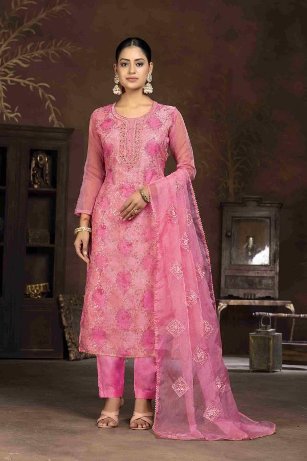 Golden Ivory Hand Block Printed Georgette 3 Piece Pakistani Suit