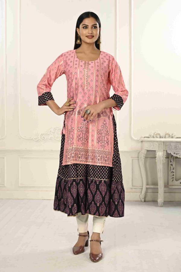 Off White Hand Block Printed Silk Cotton Kurti