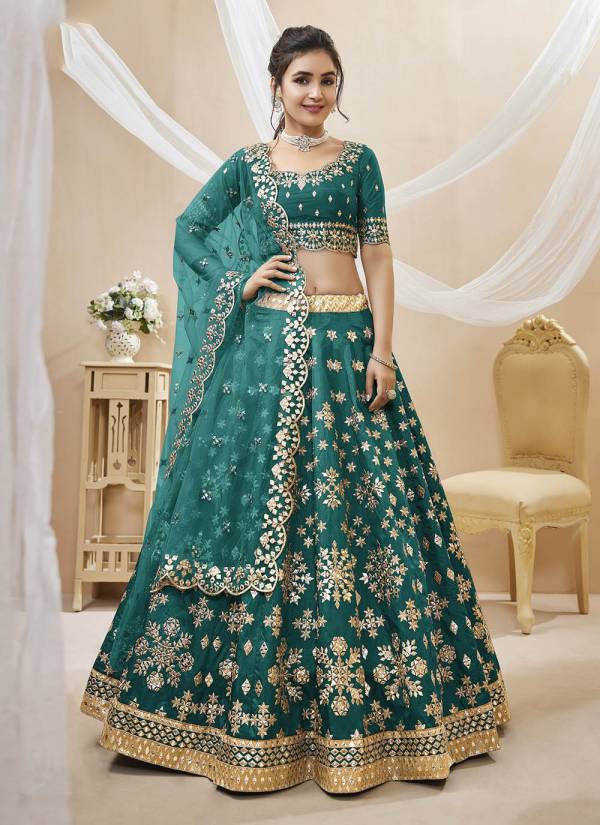 Silver Grey Zardozi Embellished Georgette Wedding Lehenga