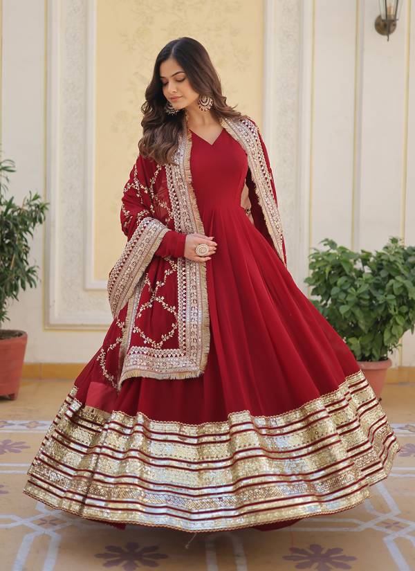 Royal Blue Kundan Work Silk Blend Party Wear Gown
