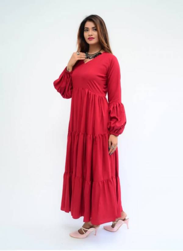 Deep Maroon Hand Block Printed Viscose Printed Kurti