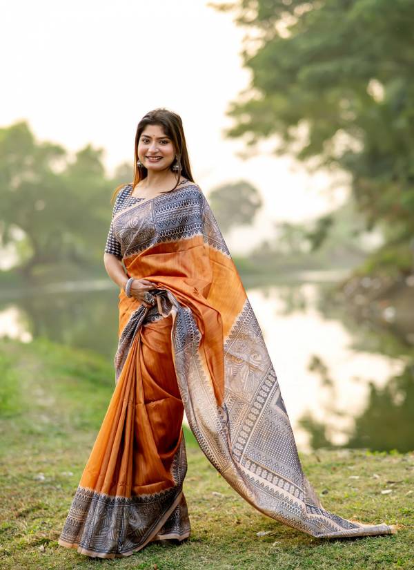 Emerald Green Hand Block Printed Banarasi Silk Cotton Saree