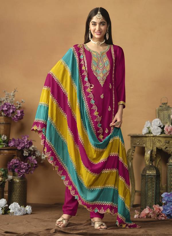 Classic Beige Resham Thread Georgette Designer Suit Set