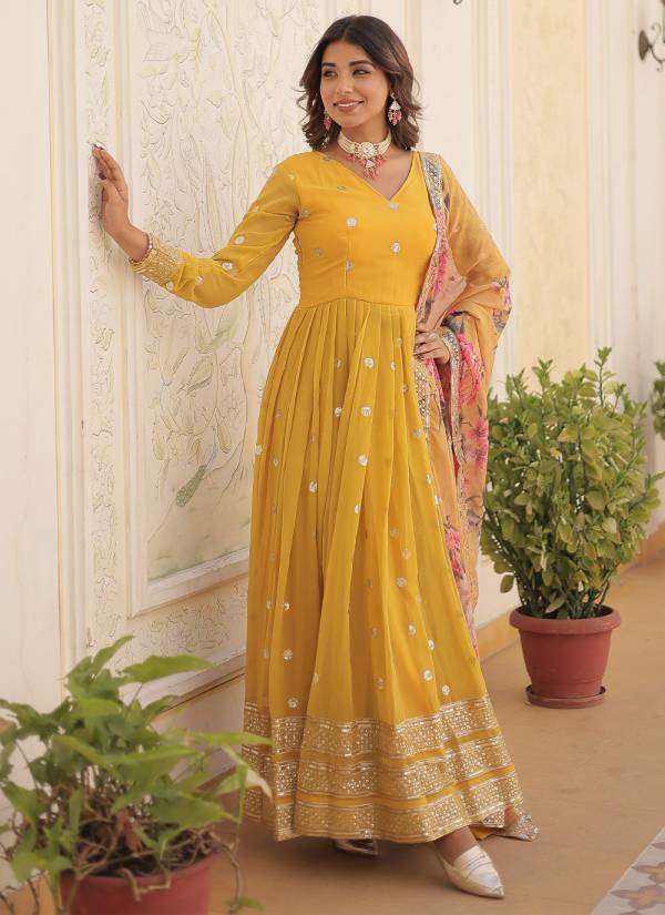 Midnight Black Gota Patti Silk Blend Designer Gown