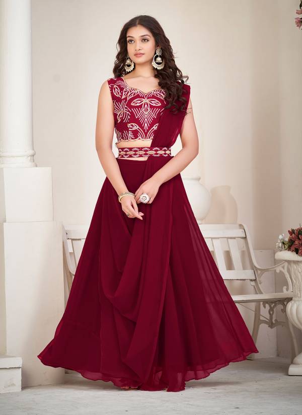 Purple Velvet Gota Patti Bridal Silk Indo Western Lehenga