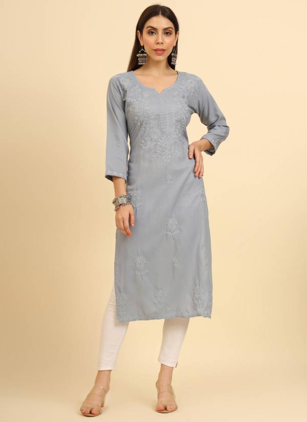 Lavender Zari Woven Chiffon Designer Kurti