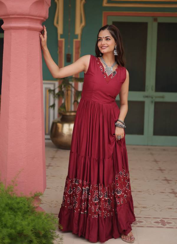 Teal Blue Gota Patti Net Anarkali Gown