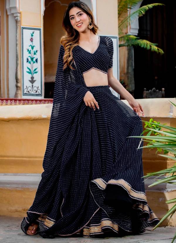 Purple Velvet Gota Patti Tissue Silk Party Wear Lehenga