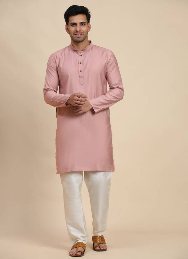 Fuchsia Hand Block Printed Silk Blend Mens Waistcoat Set