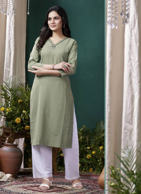 Lavender Zari Woven Rayon Cotton Kurti