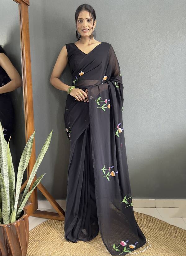 Champagne Gold Resham Thread Tussar Silk Printed Saree