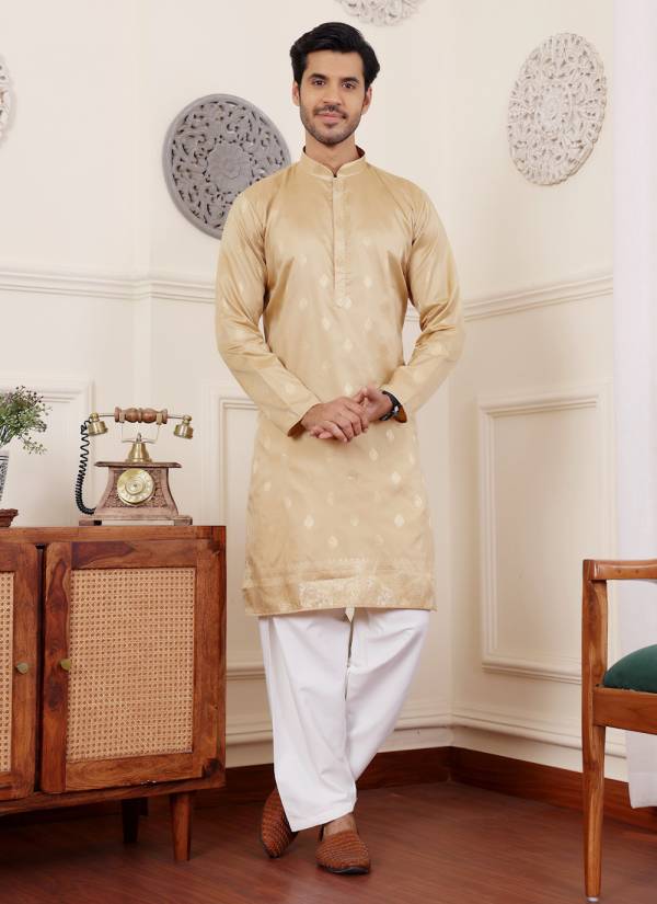 Rani Pink Hand Block Printed Silk Blend Kurta Pajama Set