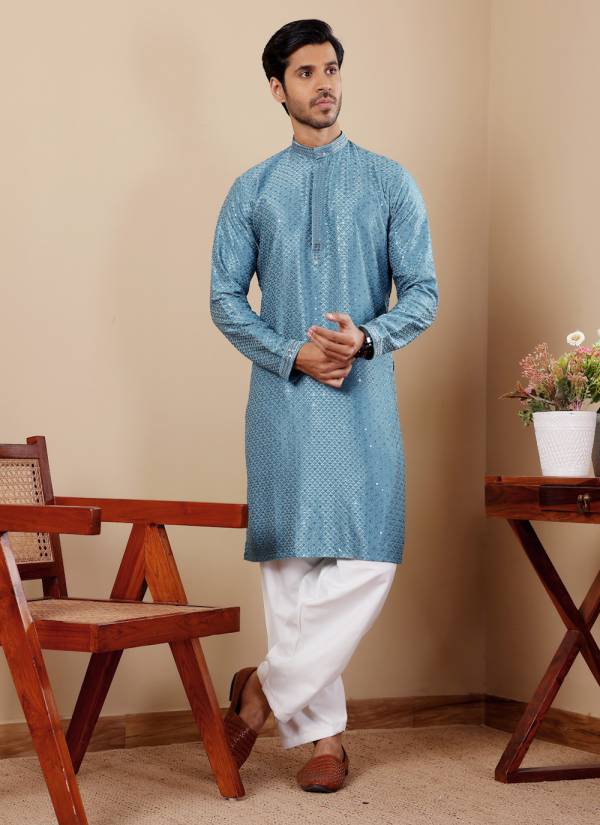 Mustard Yellow Resham Thread Terry Rayon Mens Shirt