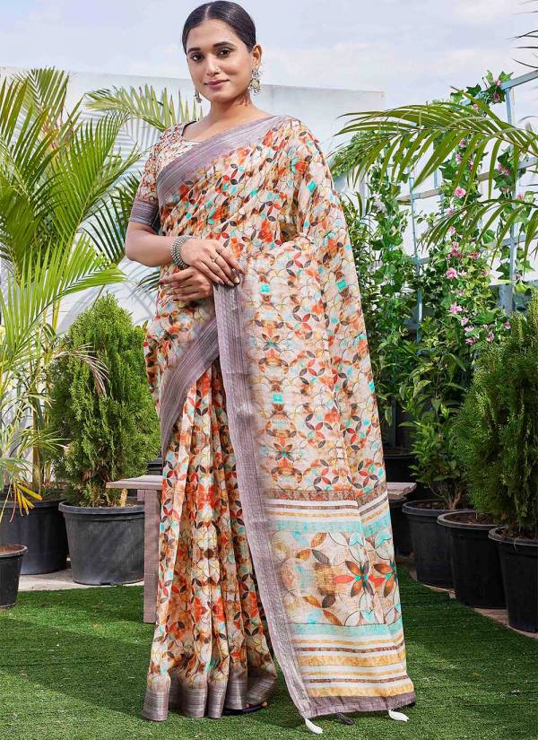 Purple Velvet Resham Thread Cotton Silk Printed Saree
