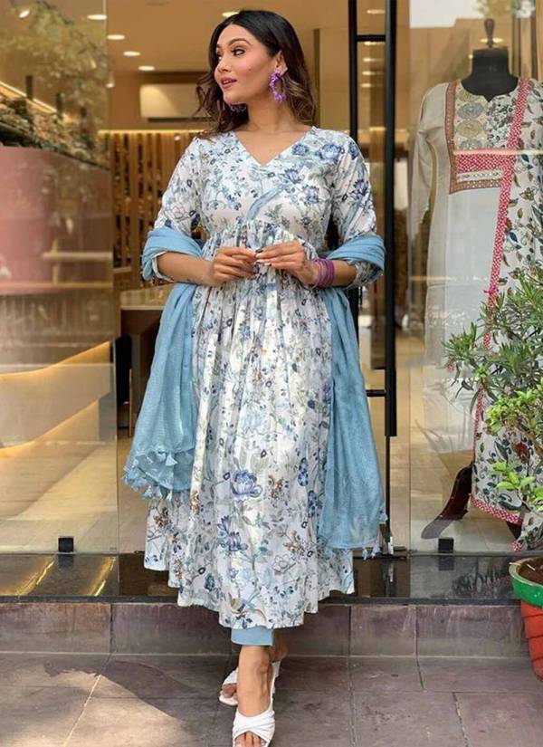 Silver Grey Resham Thread Velvet 2 Piece Pakistani Suit
