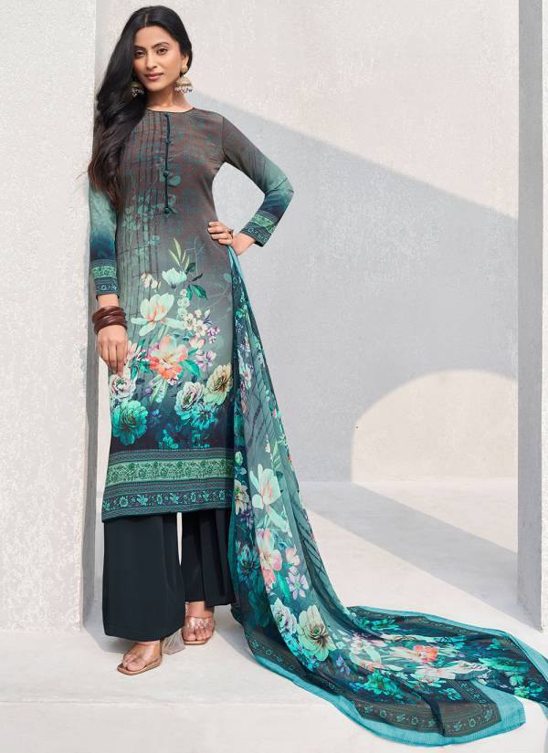 Coral Peach Stone Work Cotton Silk Printed Suit