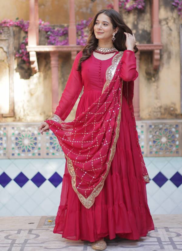 Lavender Gota Patti Net Party Wear Gown