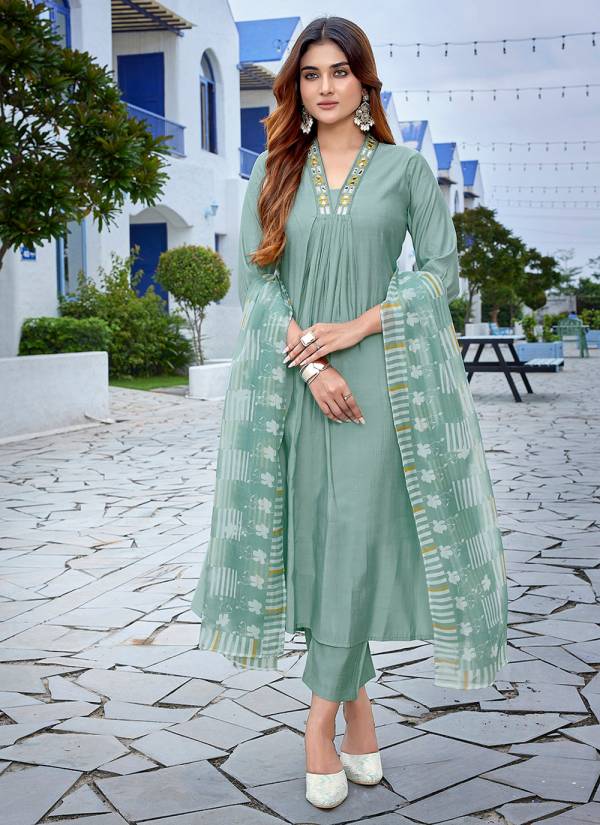 Champagne Gold Zari Woven Silk Blend 3 Piece Pakistani Suit