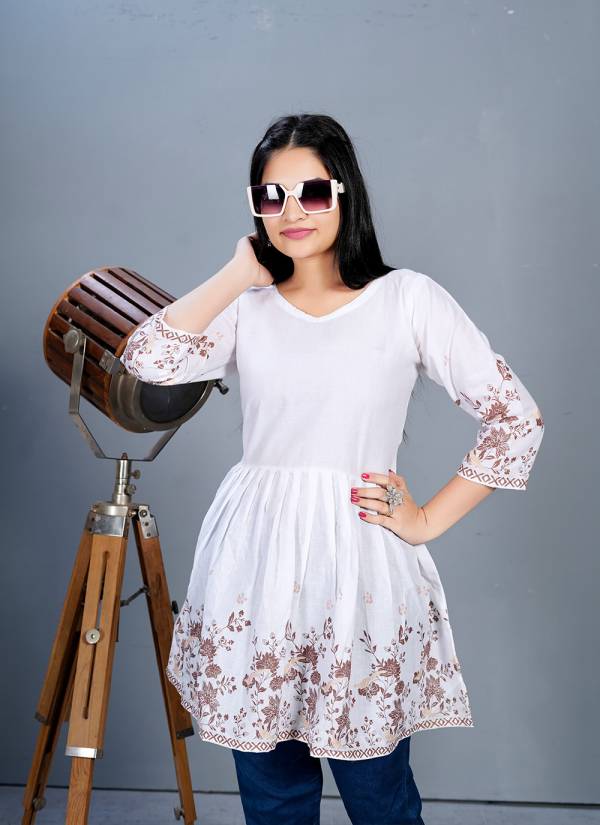 Purple Velvet Zari Woven Crepe Long Kurti