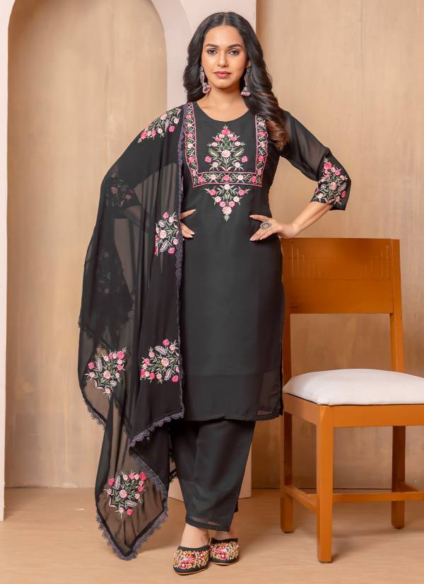 Off White Hand Block Printed Art Silk Designer Suit Set