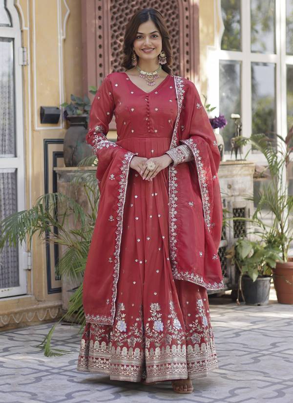 Emerald Green Digital Printed Satin Anarkali Gown