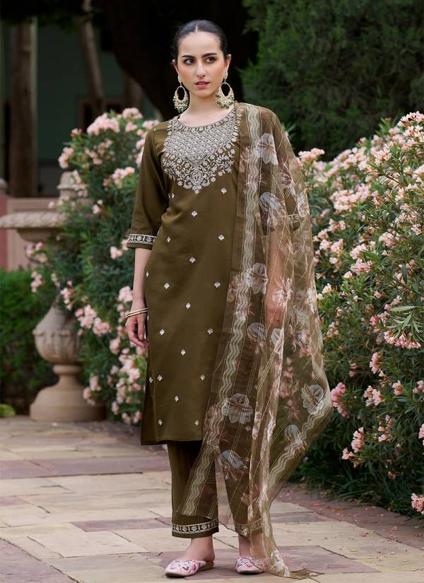Rani Pink Hand Block Printed Art Silk Printed Suit