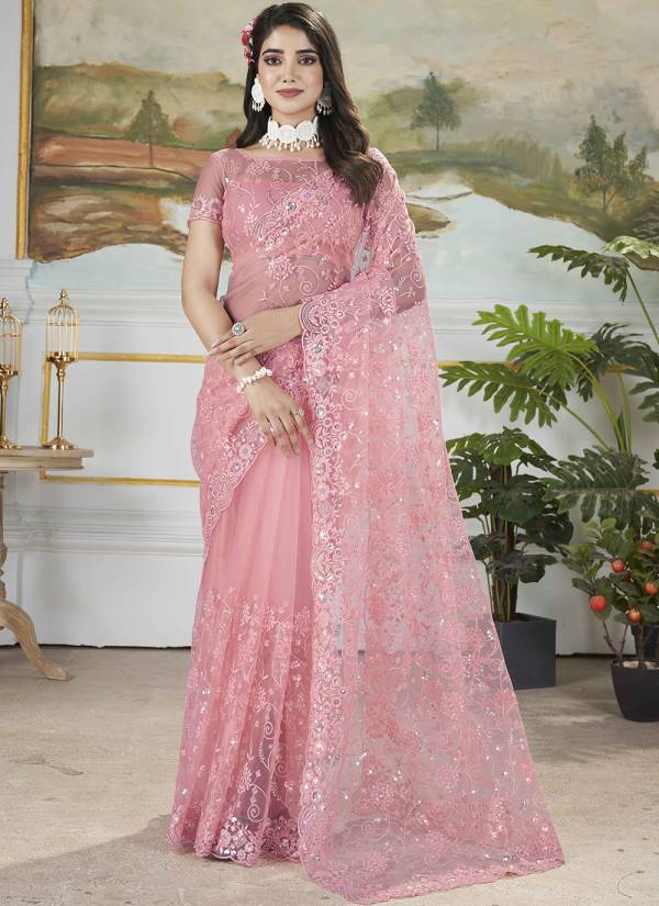 Fuchsia Resham Thread Crepe Banarasi Silk Saree