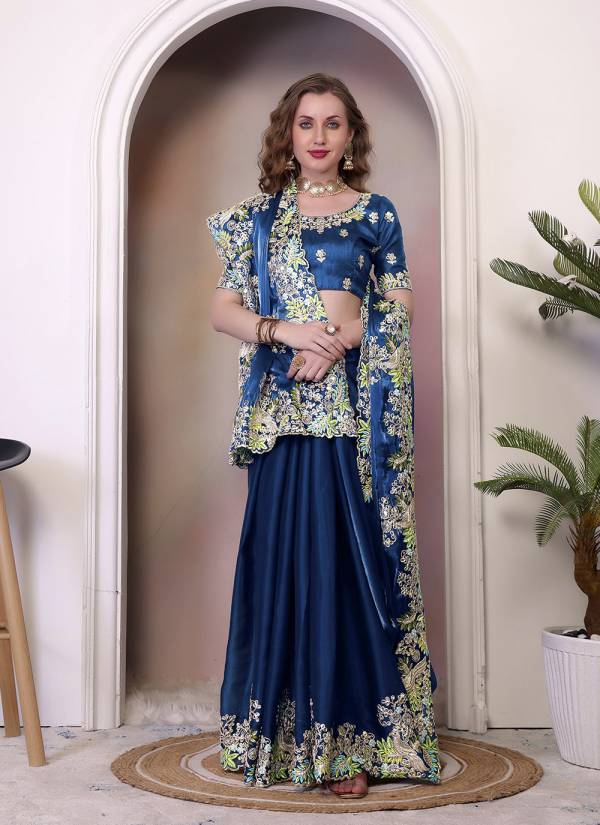 Classic Beige Stone Work Banarasi Silk Party Wear Saree