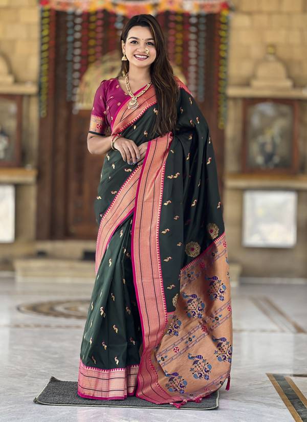 Turquoise Thread Embroidered Art Silk Georgette Saree