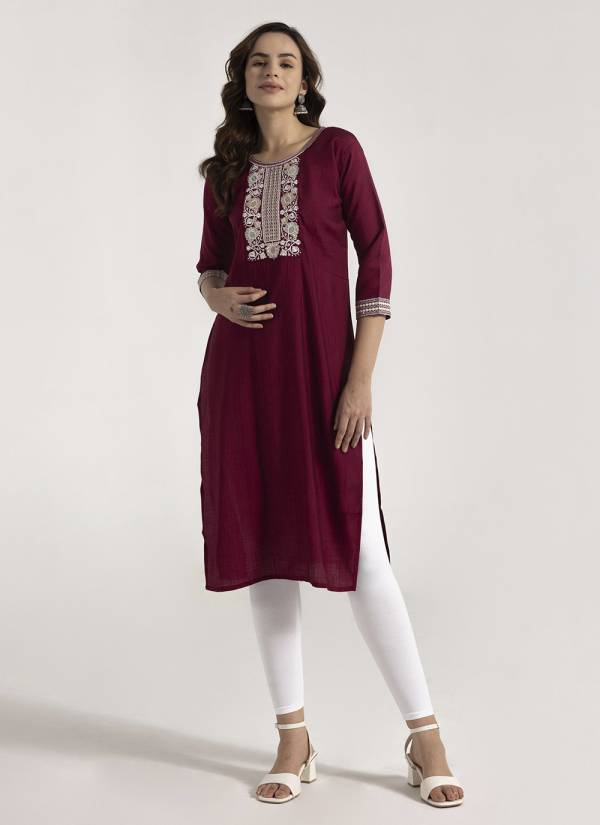 Sea Green Thread Embroidered Crepe Rayon Kurti