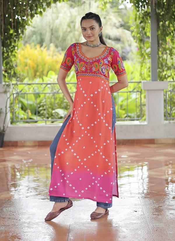 Royal Blue Hand Block Printed Rayon Long Kurti