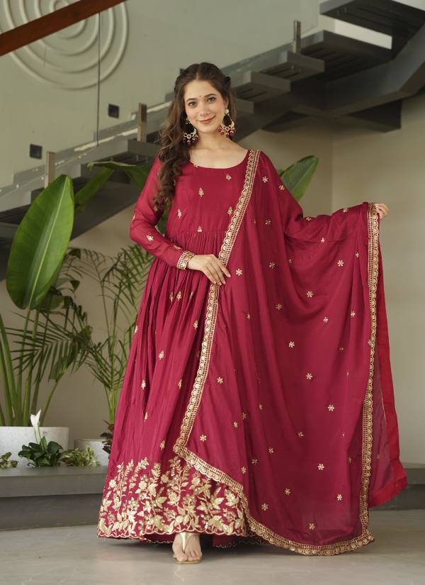Emerald Green Kundan Work Silk Blend Indo Western Gown