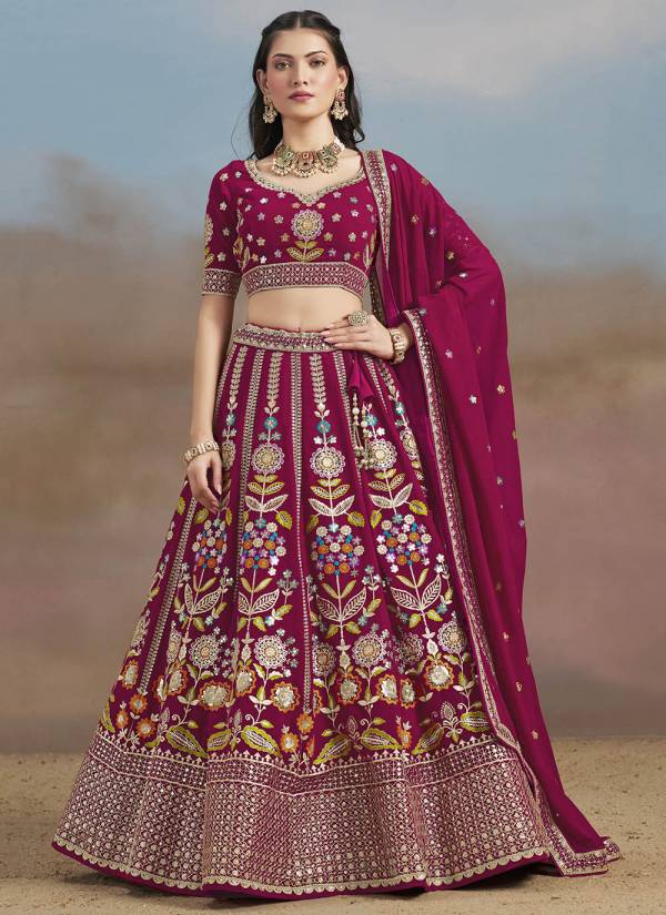 Magenta Gota Patti Tissue Silk Lehenga Choli