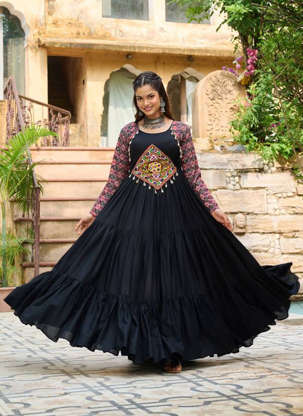 Off White Digital Printed Crepe Anarkali Gown