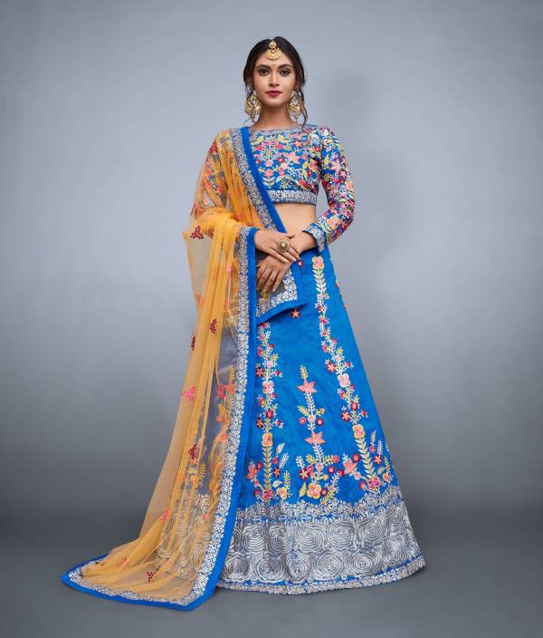 Fuchsia Digital Printed Raw Silk Bridal Lehenga