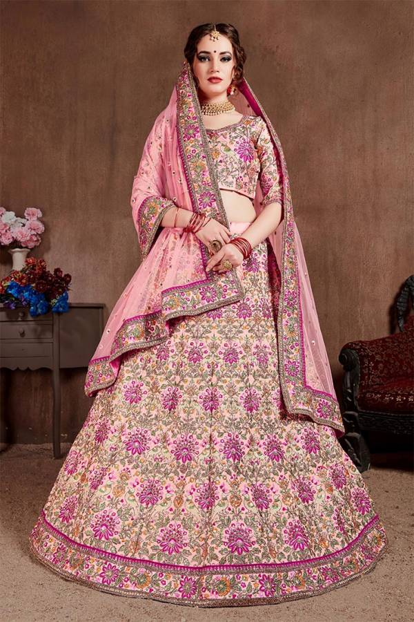 Emerald Green Digital Printed Bridal Silk Party Wear Lehenga